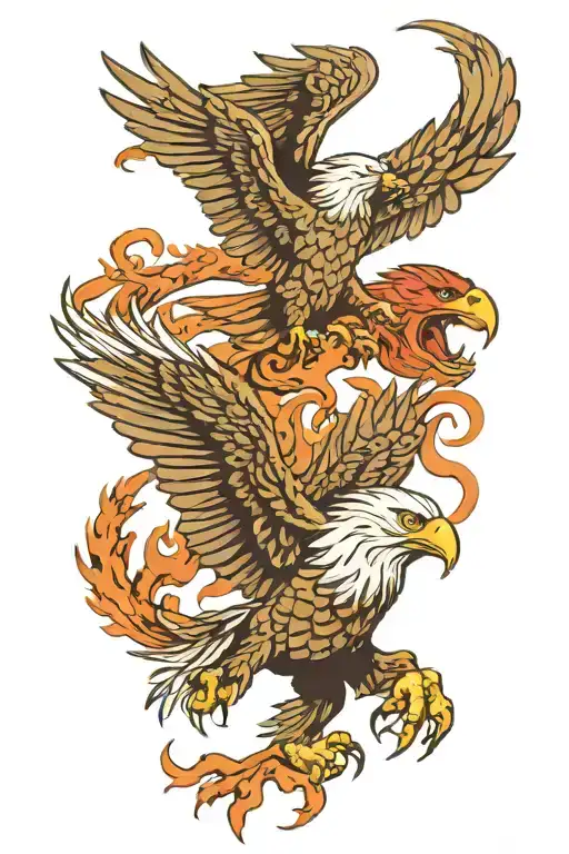 Bald Eagle Fighting Dragon And Bear