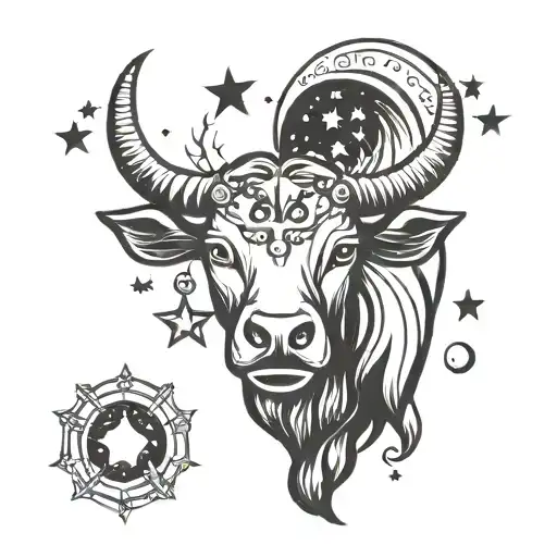 Zodiac Sign Taurus With Stars And Moon And Sun