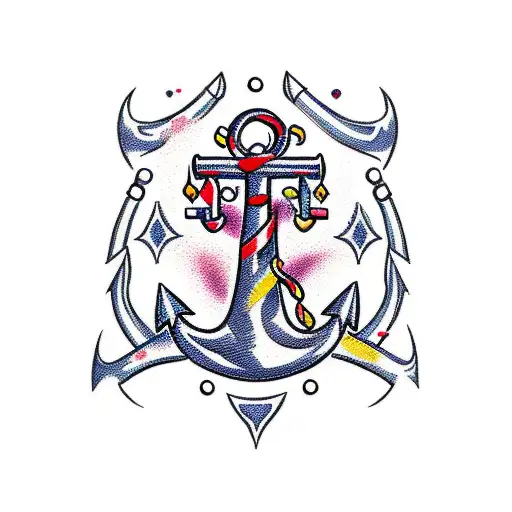 A Traditional-style Anchor With Intricate Cherry Blossom Designs