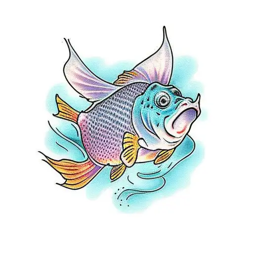 Gold Fish Swim Around A Lady