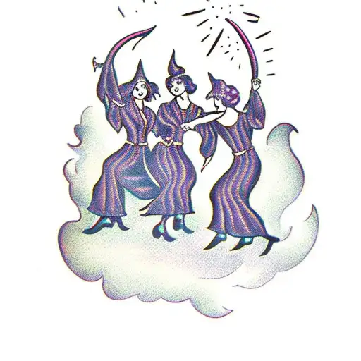 Witches Dancing Around A Fire