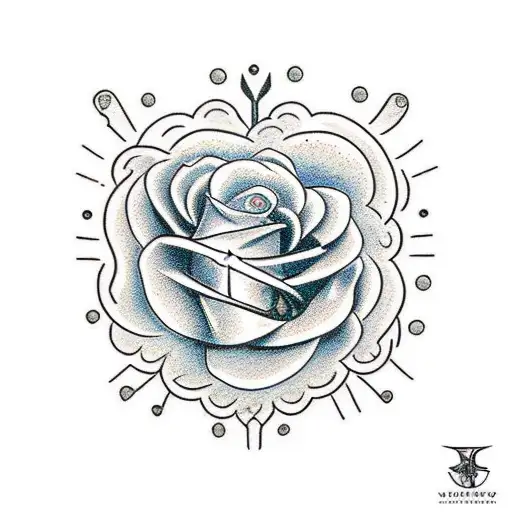 A Sword Piercing Through A Bouquet Of Flowers