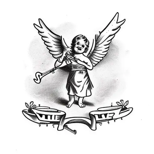 A Little Angel With A Lyre And A Little Devil With A Violin