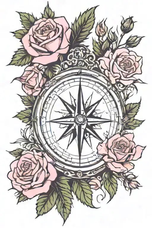 Scottish Compass Thistles And Blush Pink Roses And Coordinates