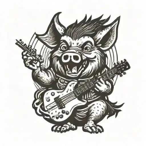 Friendly Boar Playing Electric Guitar