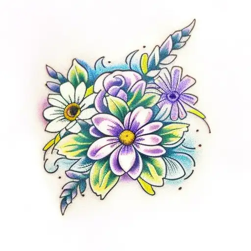 Violet And Daisy Flowers