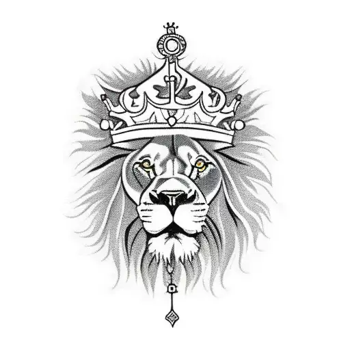 Lion With A Crown And Rosary Around Neck