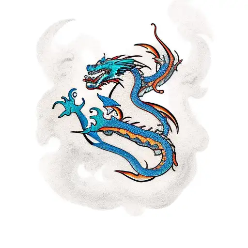 Dragon And Sea Waves