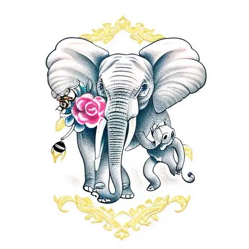 Elephant With Bee And Panda