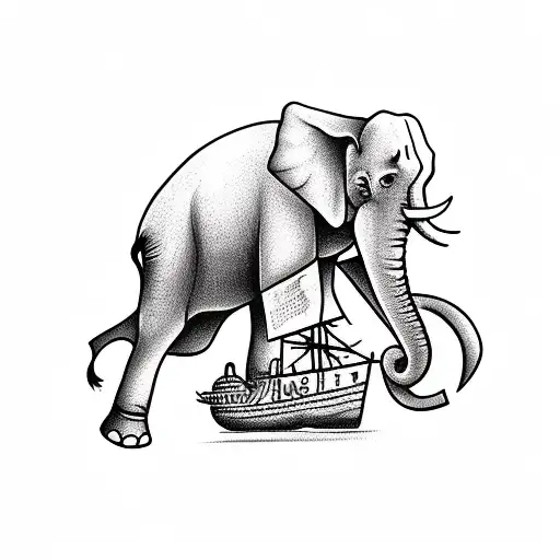 Elephant With A Ship In A Bottle