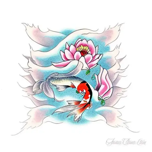 Koi Fish With Peony