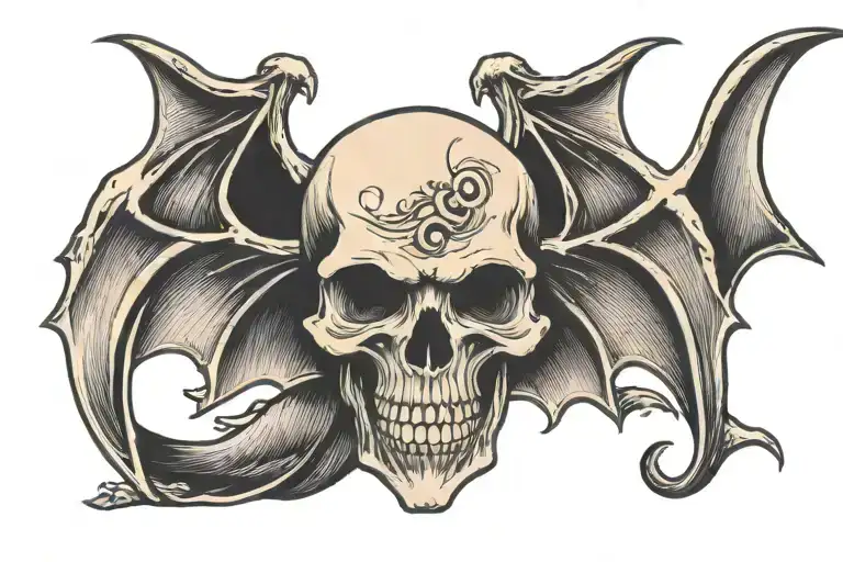 Skull With Bat Wings