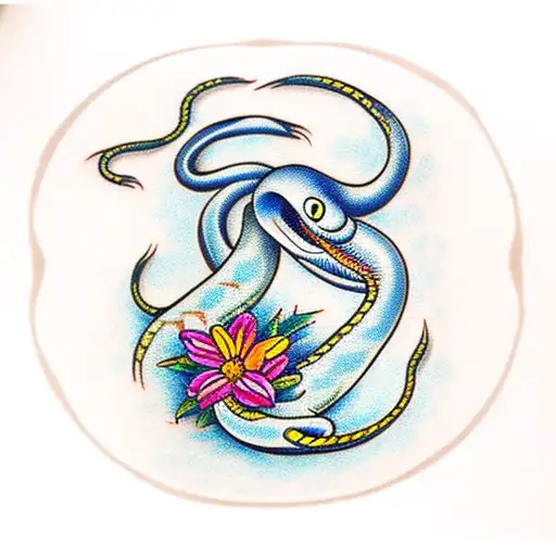 Snake With Wildflowers