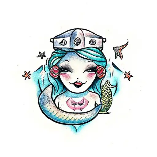 Mermaid With Crab On Anchor