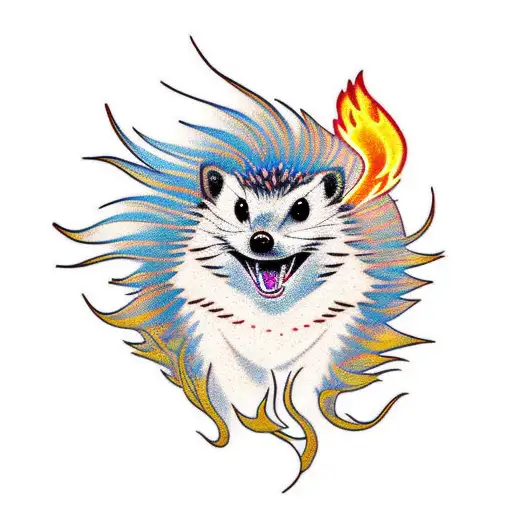Low-fi Hedgehog With Bold Underside And Phoenix Fiery Quills