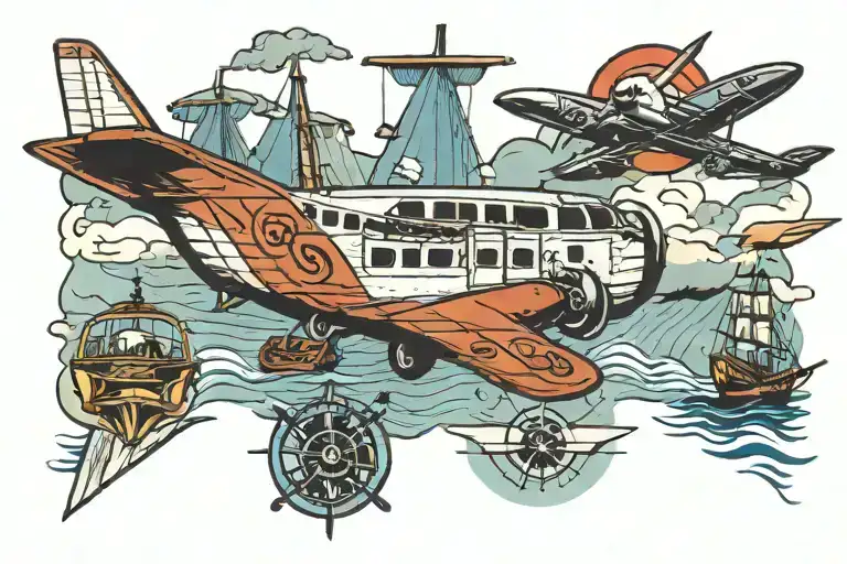 Travel Airplane Ship