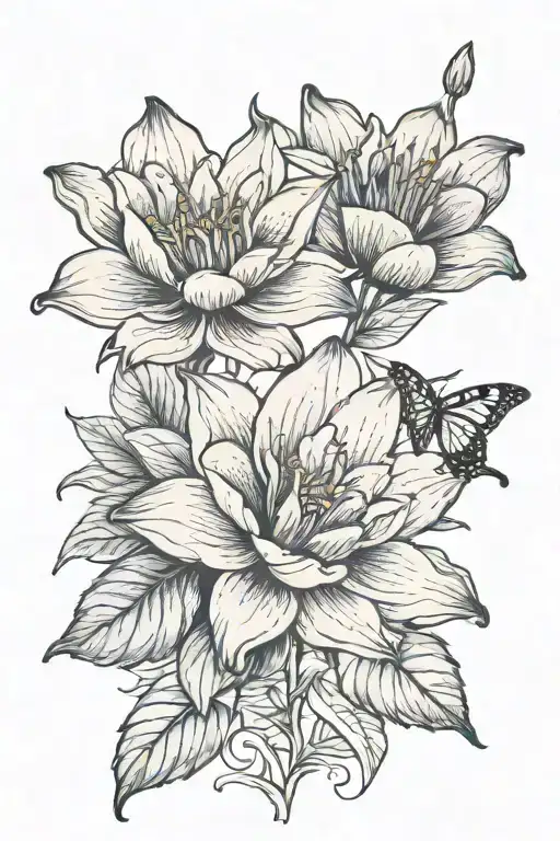 Water Lilly Flower Morning Glory Flower Butterflies