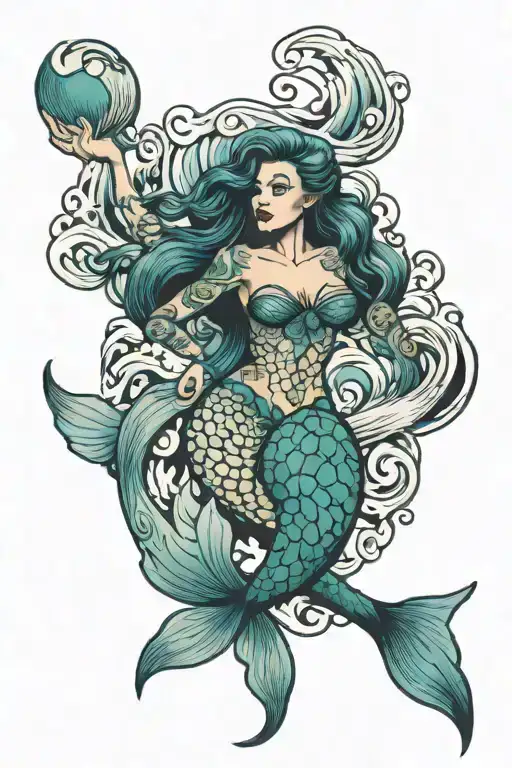 Mermaid And Waves