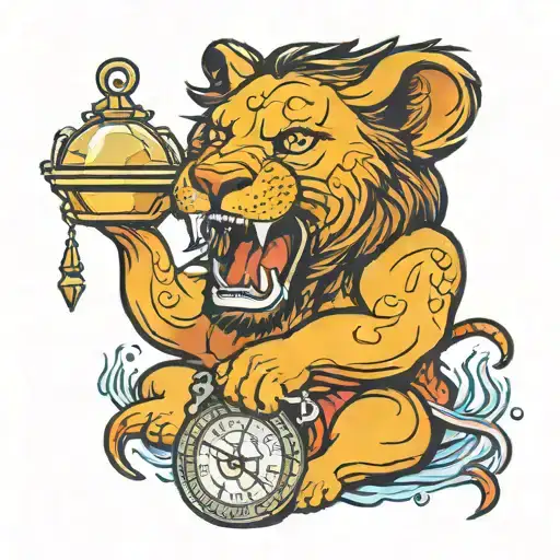 A Lion Holding A Scales In This Jaws