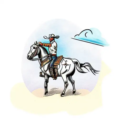 Cowboy Riding Horse With Gun