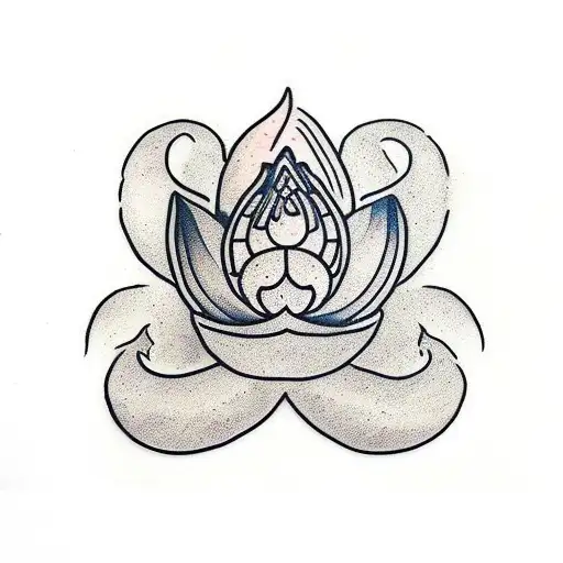 Scorpion With Lotus Flower And Feathers