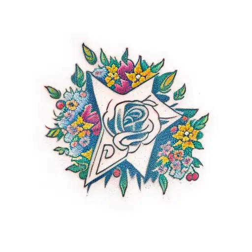 The Word Blumenkranz With Four Point Stars Around It