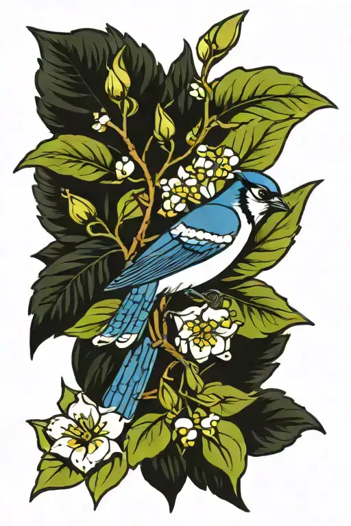 Lily Of Valley Blue Jay Bird