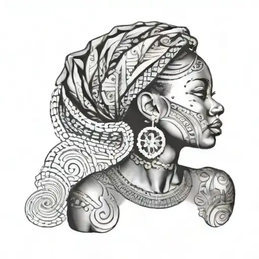 Portrait Of An African Woman With Intricate Money Patterns As Background
