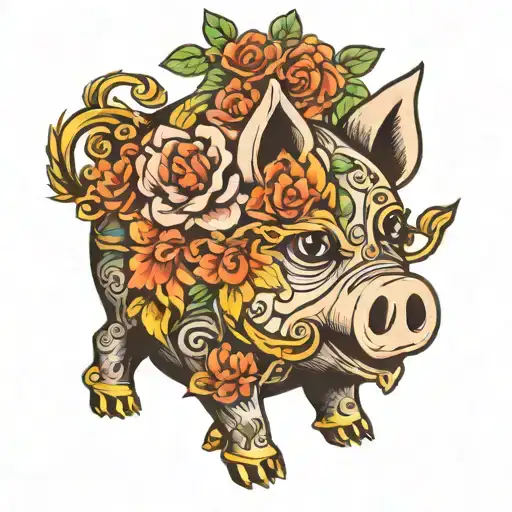 Piggy Bank Vintage With Floral Design On It