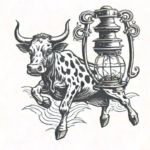 Cow Kicking Over Lantern