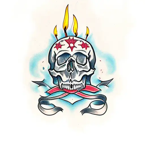 Skull Surrounded By Candles