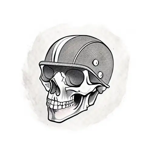 Skull Wearing Motorcycle Helmet