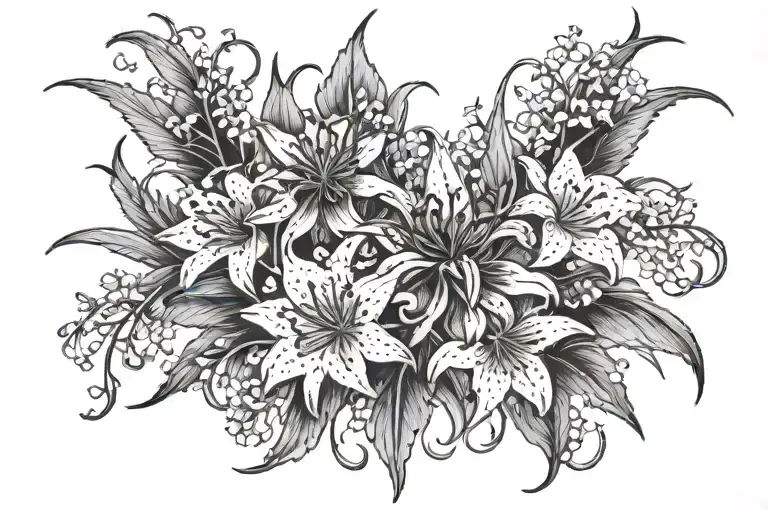 Top Scar Tattoo On Chest Of Spider Lilies And Lilies Of The Valley