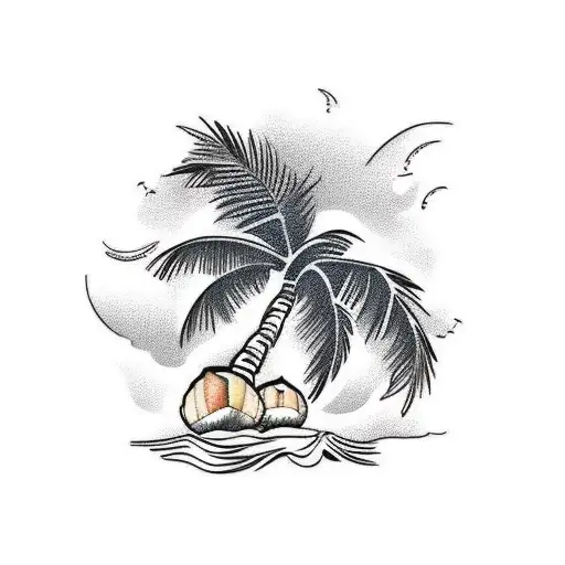 A Palm Tree With Two Coconuts