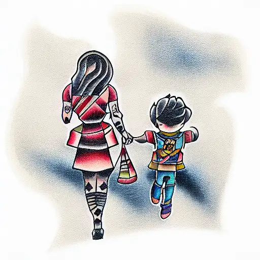 Mother And Father Walking With Their Daughter