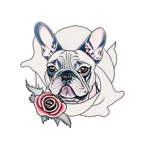French Bulldog With Rose