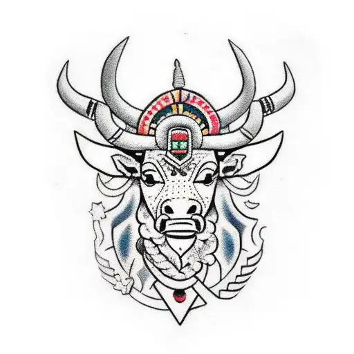 Aztec Pattern Bull Head