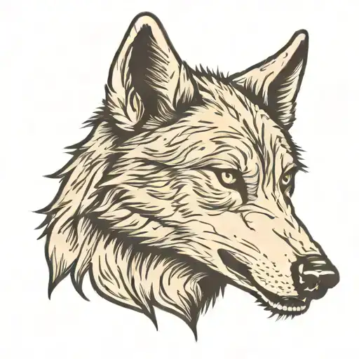 Angry Aggressive Side Profile Wolf Head