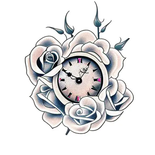 Clock With Roses