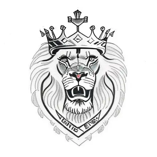 A Lions Head With Crown And Road Within Mane