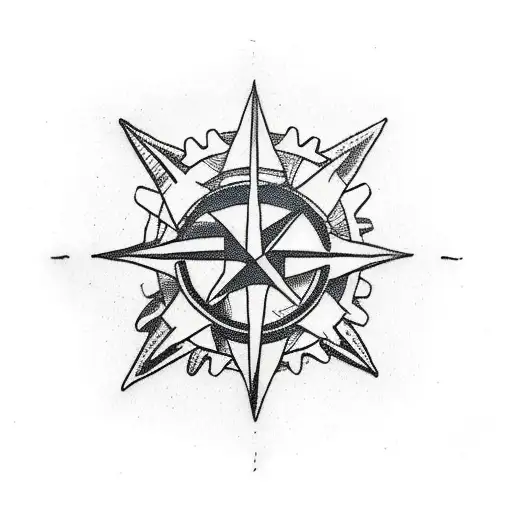 Motorbike Sprocket With Compass In A Triangle