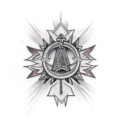 Traditional Tattoo Design Showcasing The Unity Of Different Religions Through Symbols And Icons