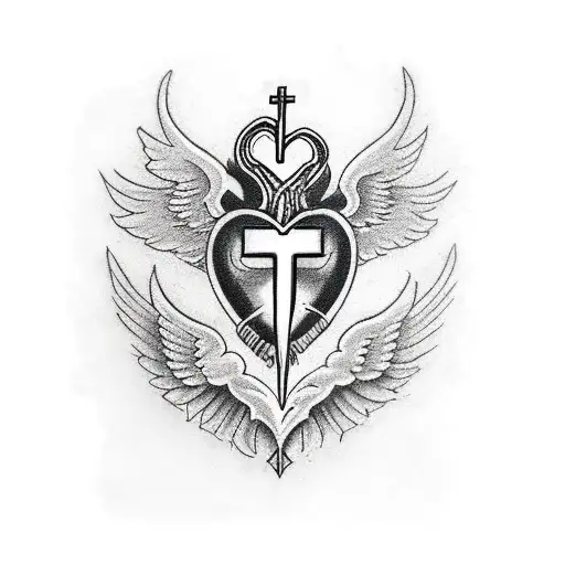 Sacred Heart Inner Leg Black And Grey