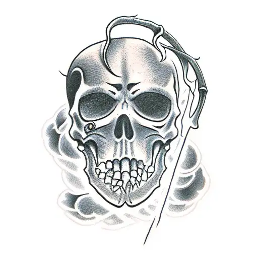 Grim Reaper With A Scythe And Lantern For The Upper Arm