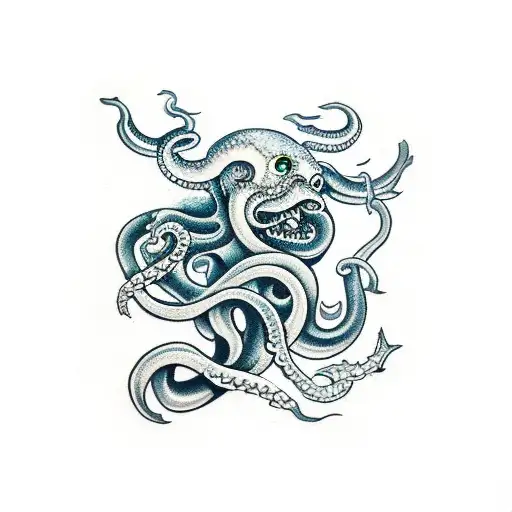 Kraken Reaching Out Of Water