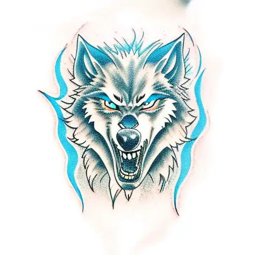 Werewolf With Blue And Orange Fire
