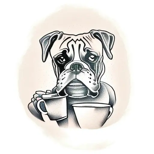 A Boxer Drinking A Cup Of Coffee