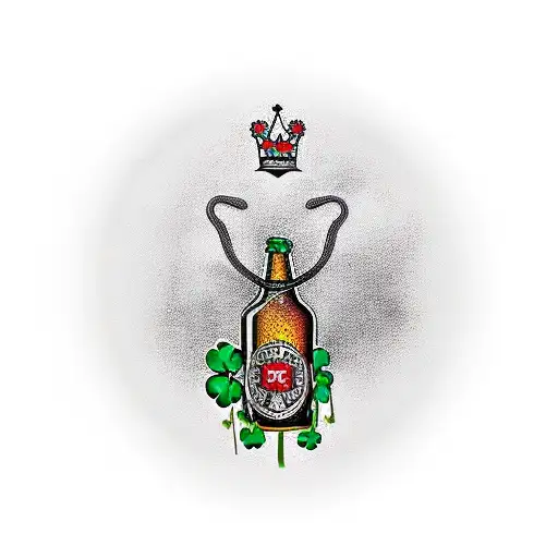 Beer Keg With A Crown On Top And A 4 Leaf Clover