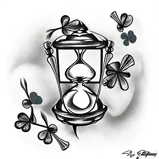 An Hourglass Where A Broken Heart Turns Into A Four Leaf Clover