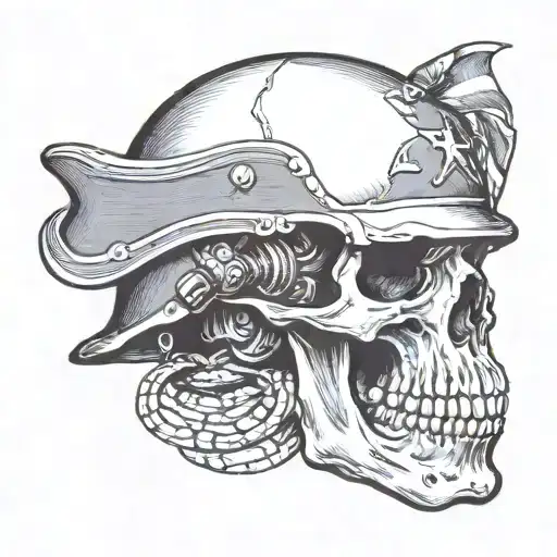 Skull With World War One Helmet Usmc